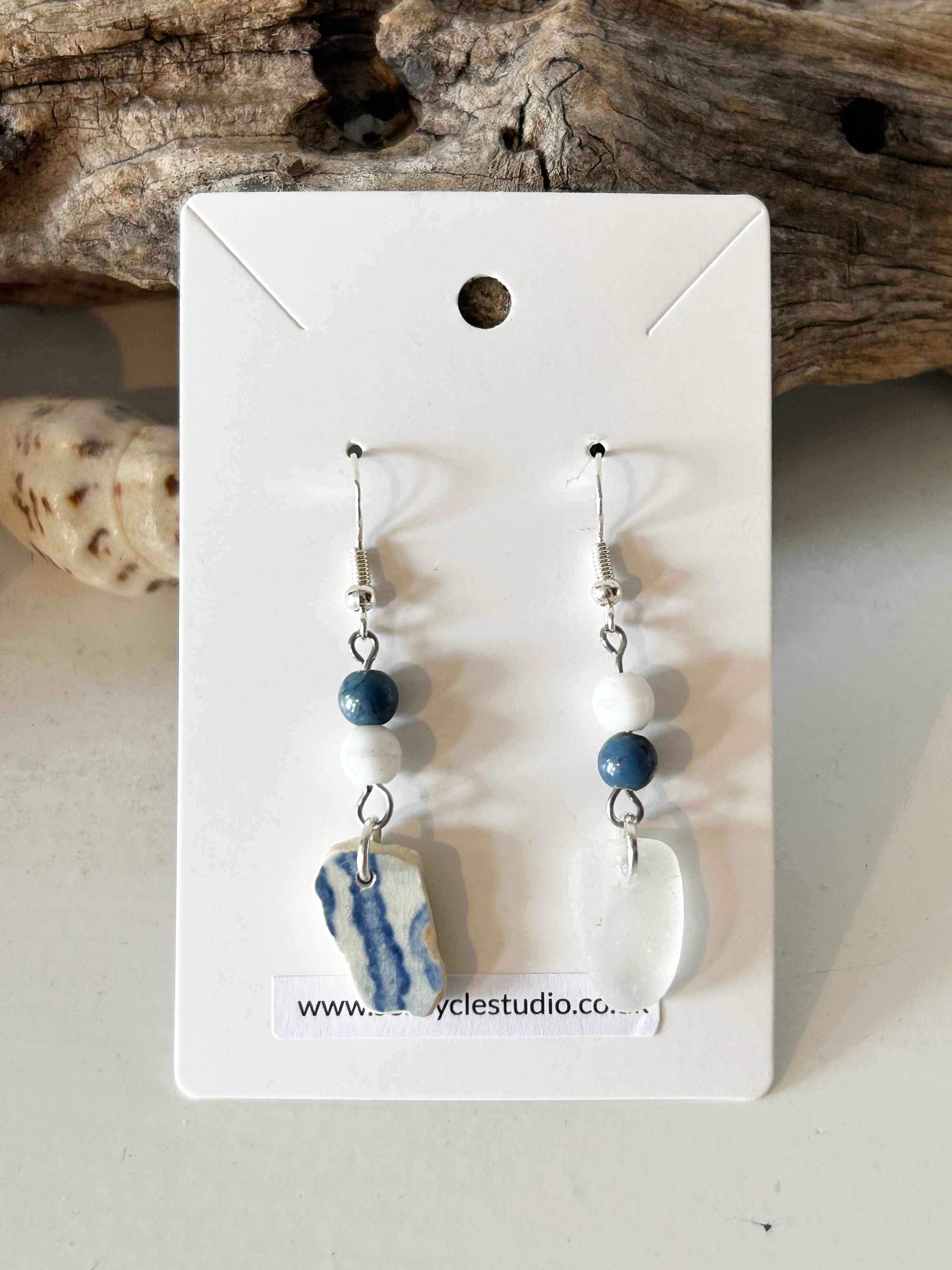 Sea Glass and Sea Pottery Earrings