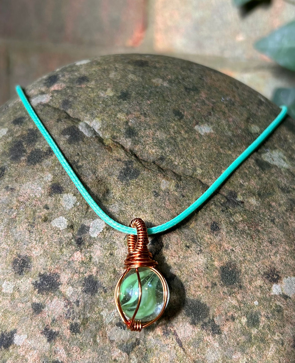Wire Wrapped Sea Marble Necklace