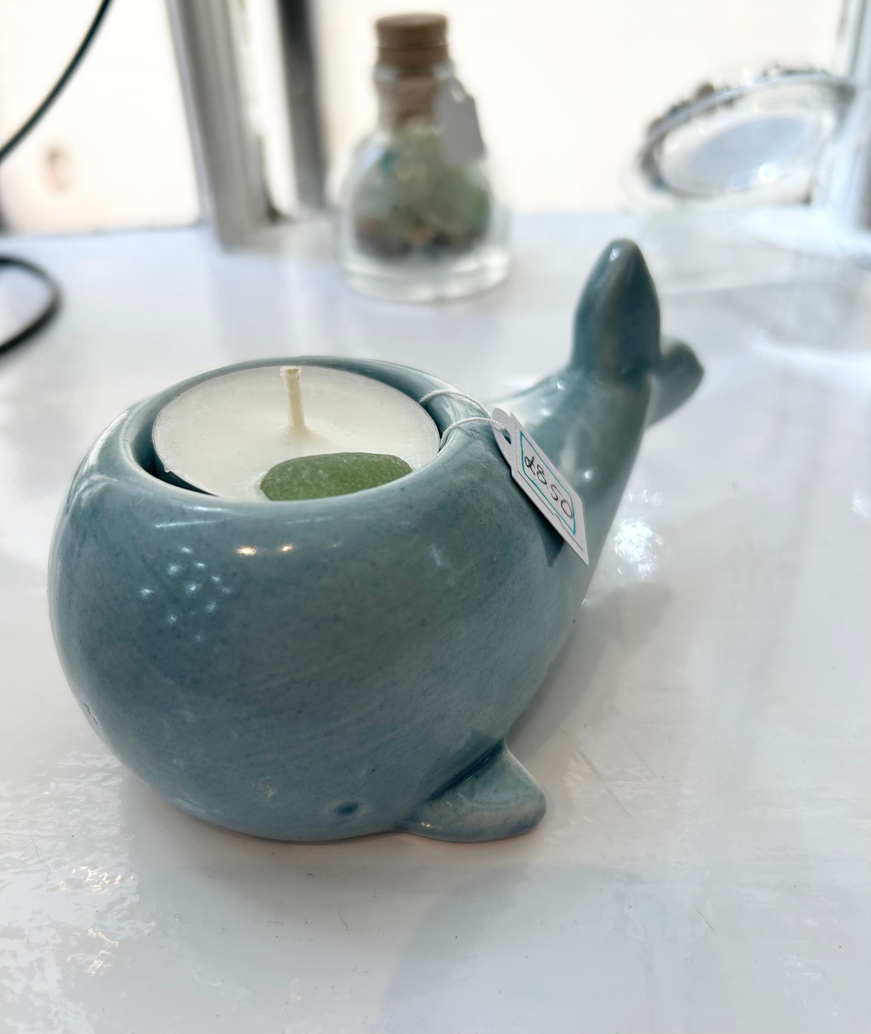 Whale tea light candle holder