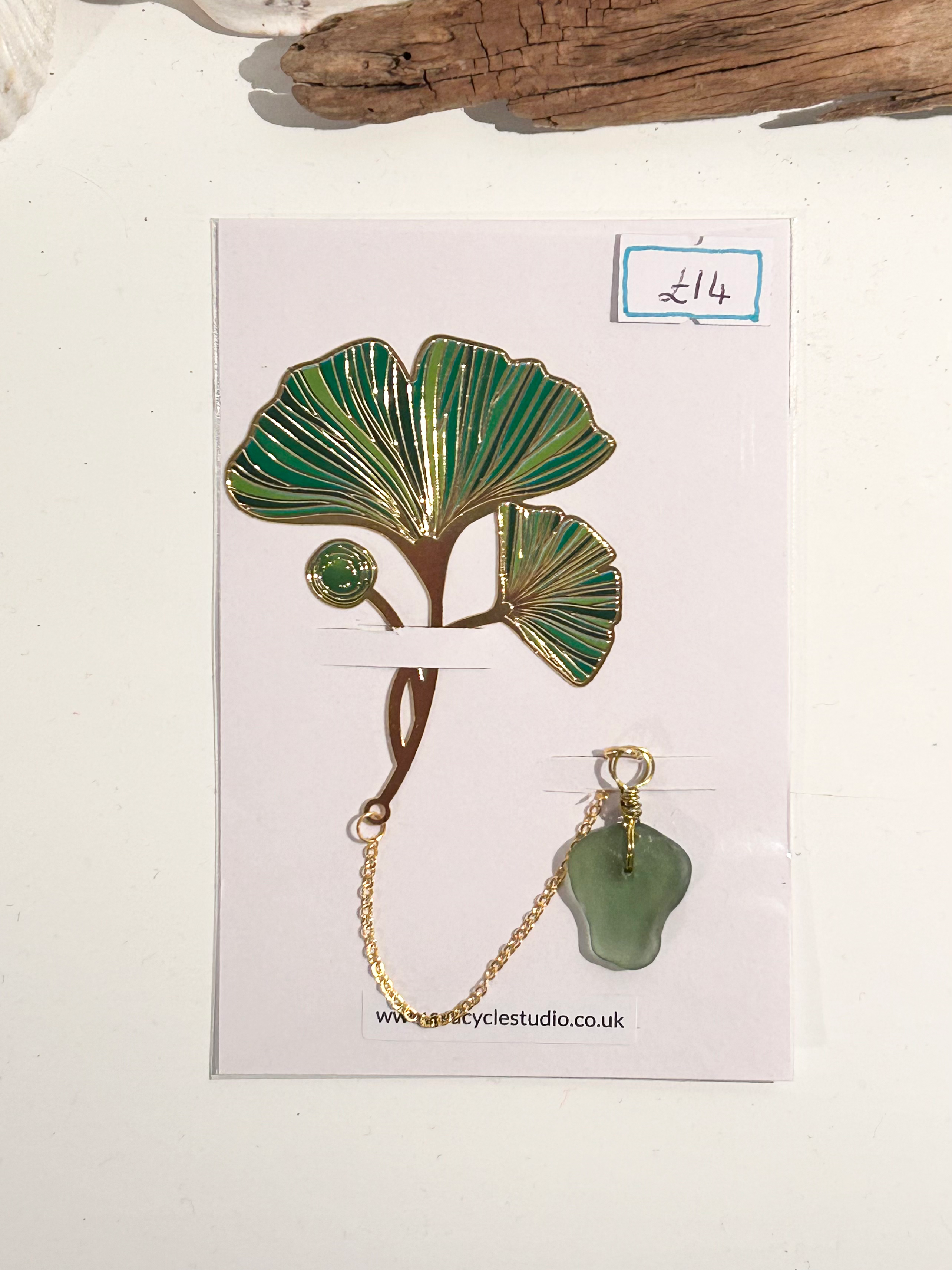 Metal leaf Sea Glass bookmark