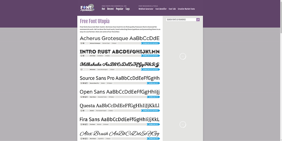 Screenshot of font squirrel website