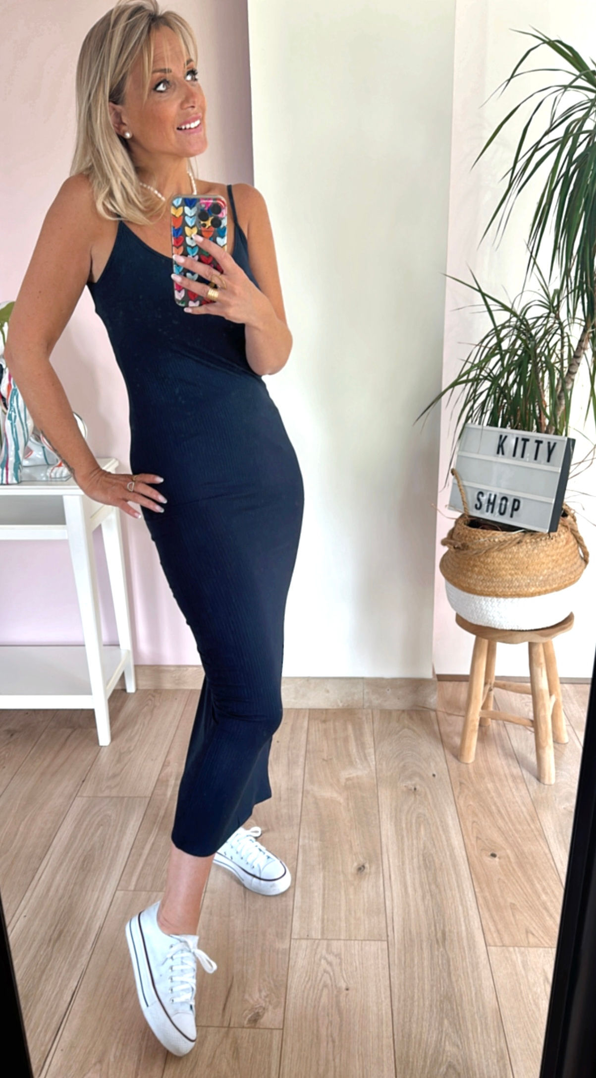 Robe tube côtelée marine 