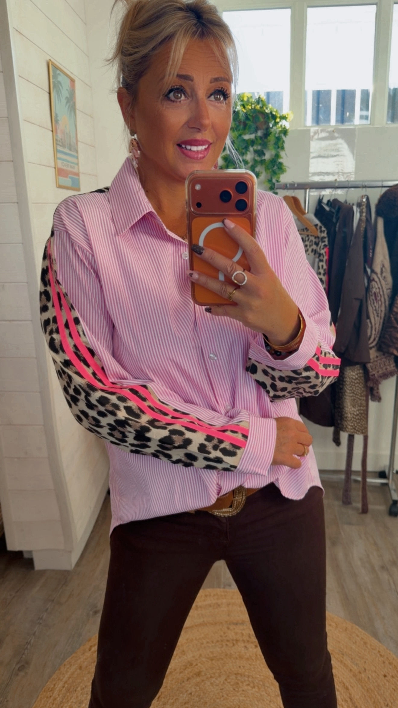 Chemise Léo rose 