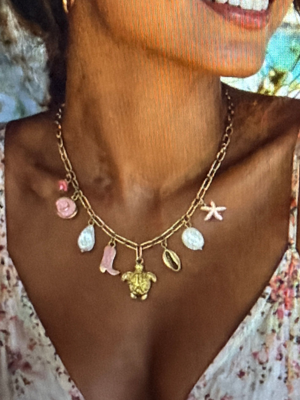 Miniature : Collier breloques rose 