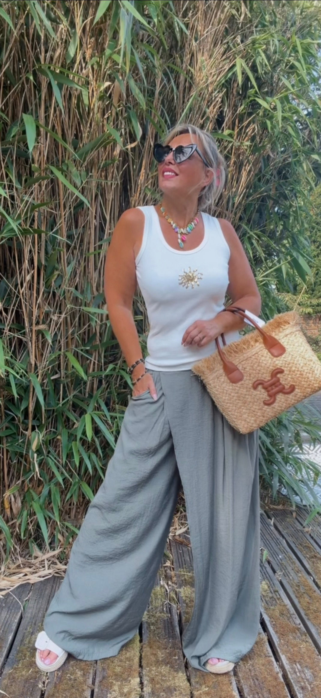 Pantalon fluide portefeuille kaki