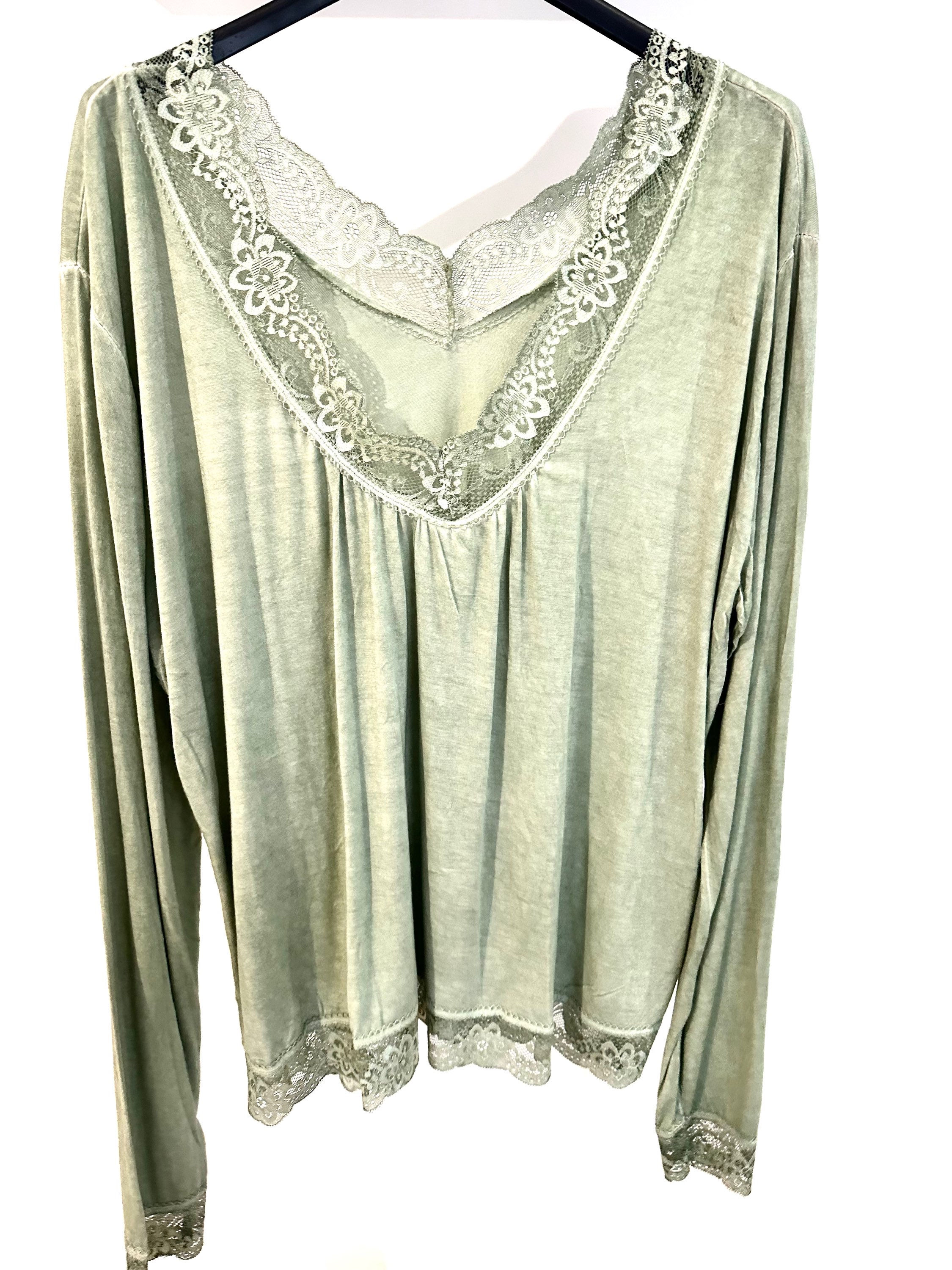 Top kaki clair version denrelle courte