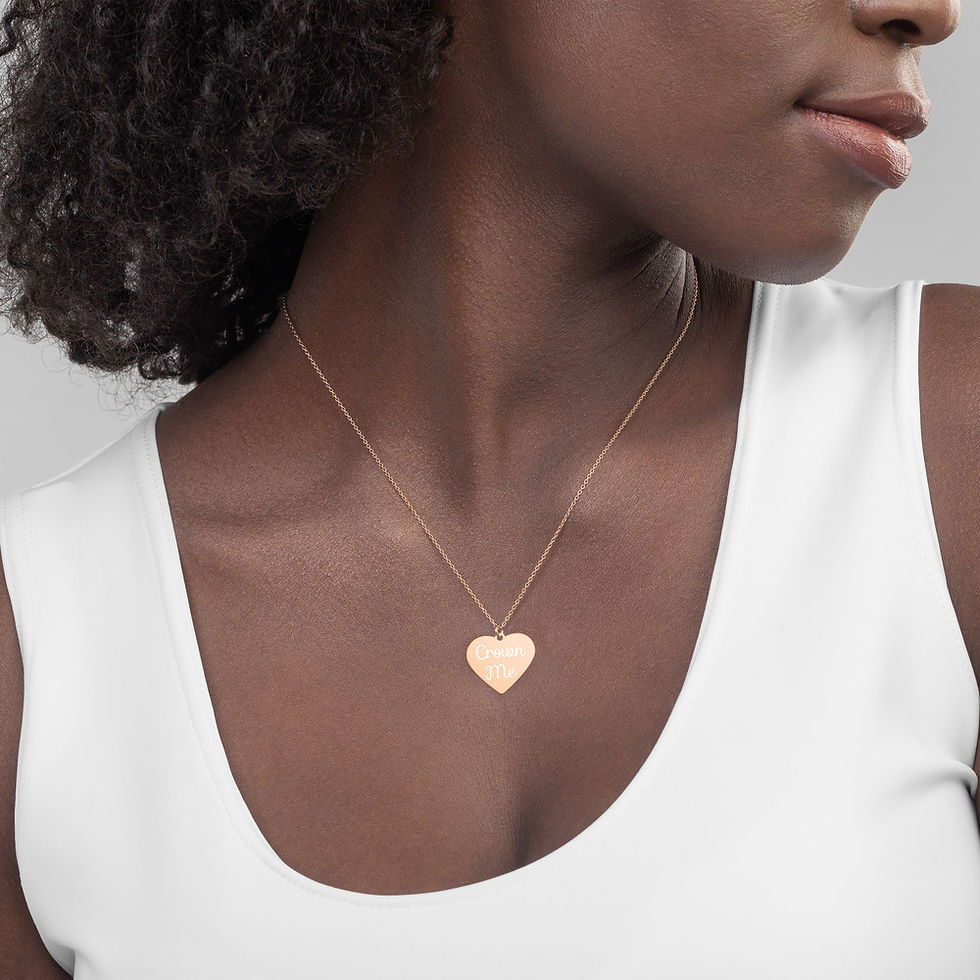 Thumbnail: Crown Me Engraved Heart Necklace
