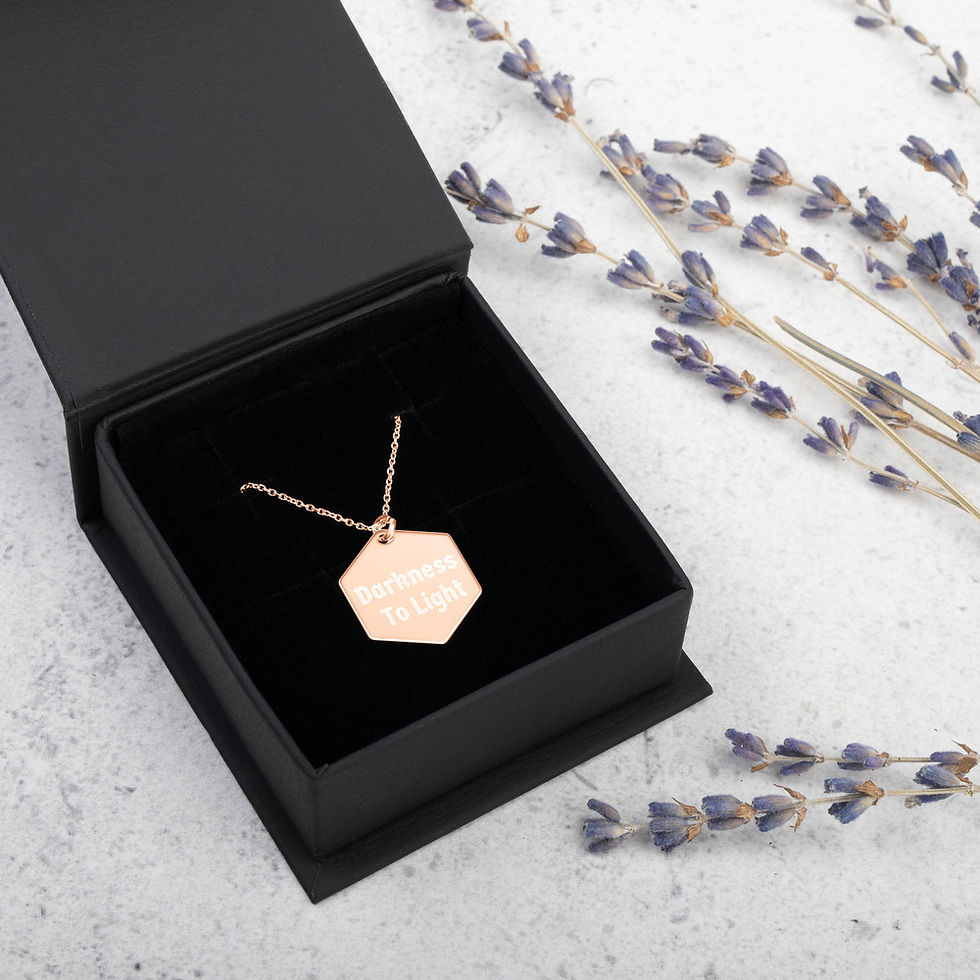 Thumbnail: Darkness To Light Engraved Hexagon Necklace