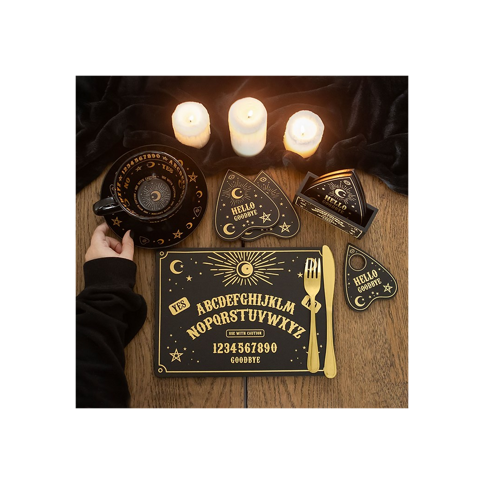 Thumbnail: Black Talking Board Planchette Coaster Set