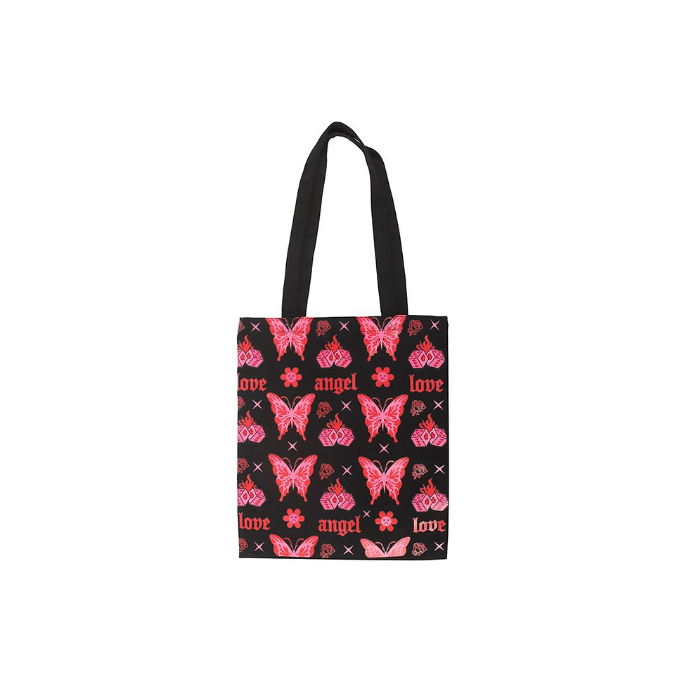 Thumbnail: Flaming Butterfly Print Polycotton Tote Bag