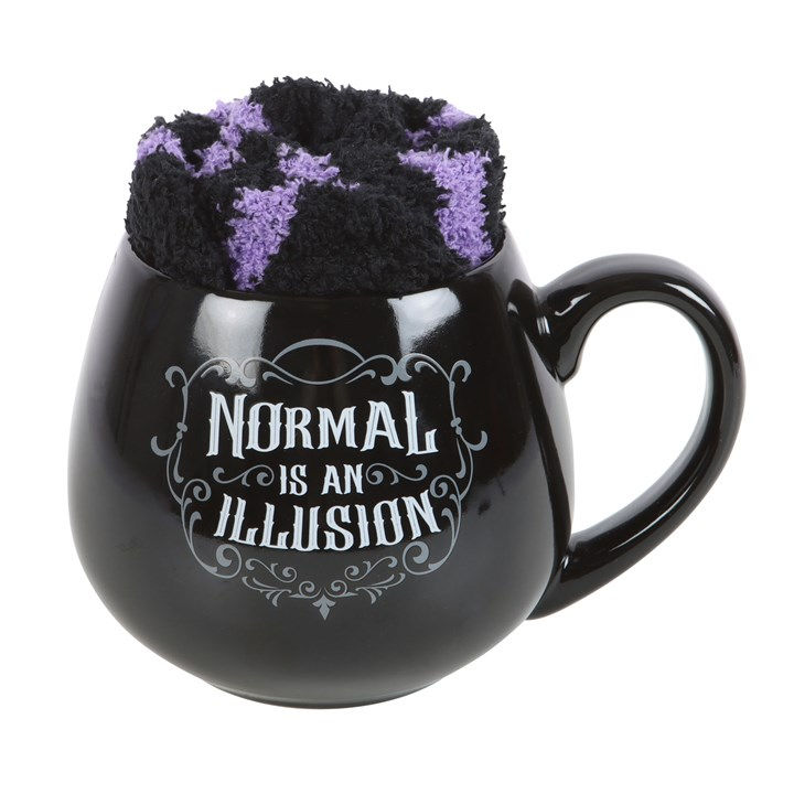 Thumbnail: Normal is an Illusion Gothic Mug and Socks Set