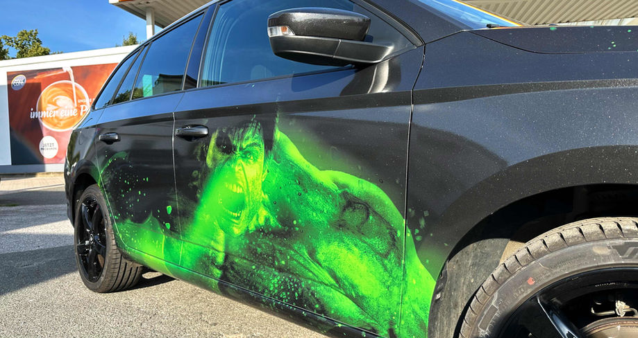 Hulk Folierung, Digitaldruck auf Auto