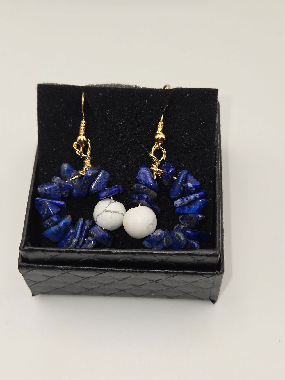Thumbnail: Lapis Lazuli with Holite Loop Earring
