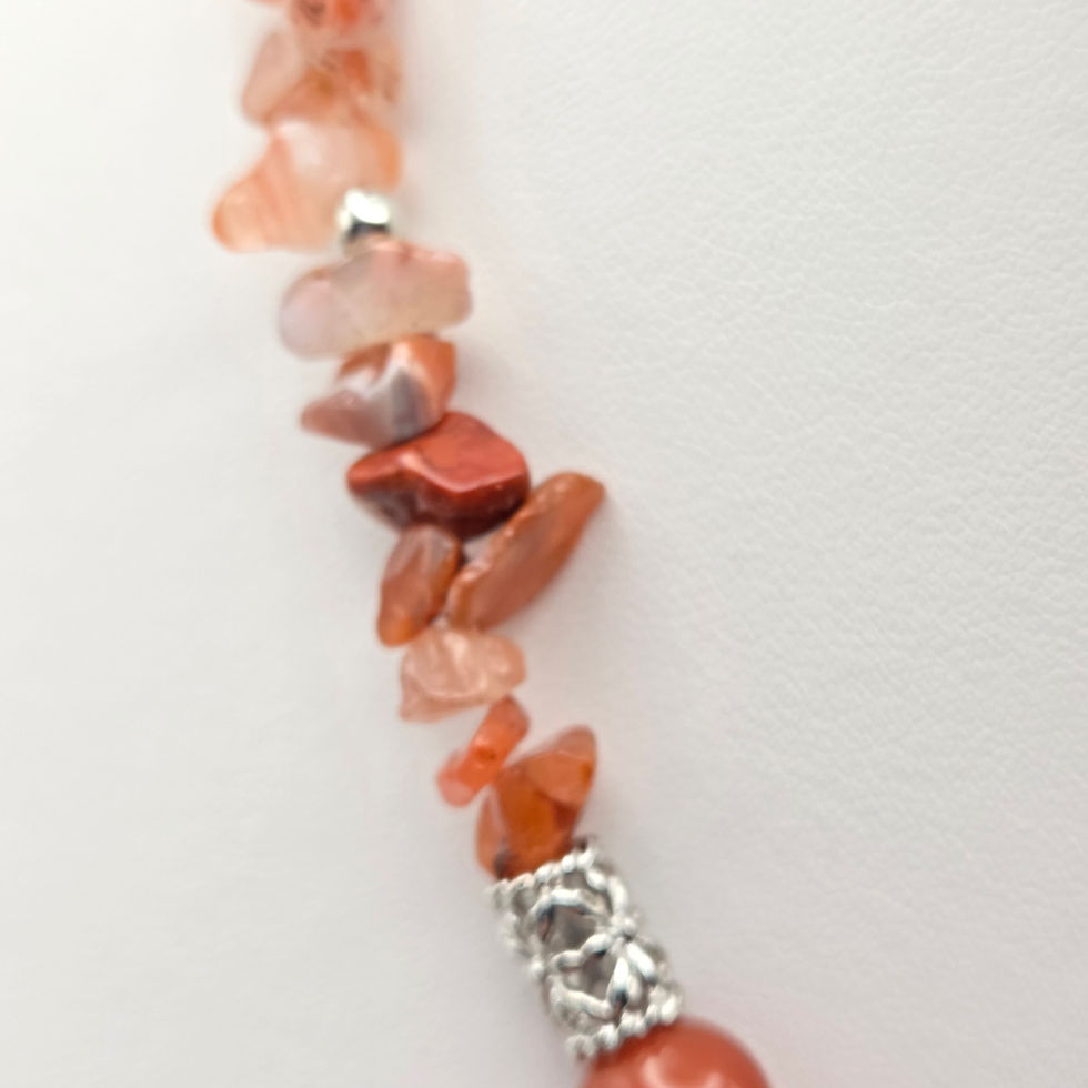 Thumbnail: Carnelian Stones Necklace with Agate Pendant