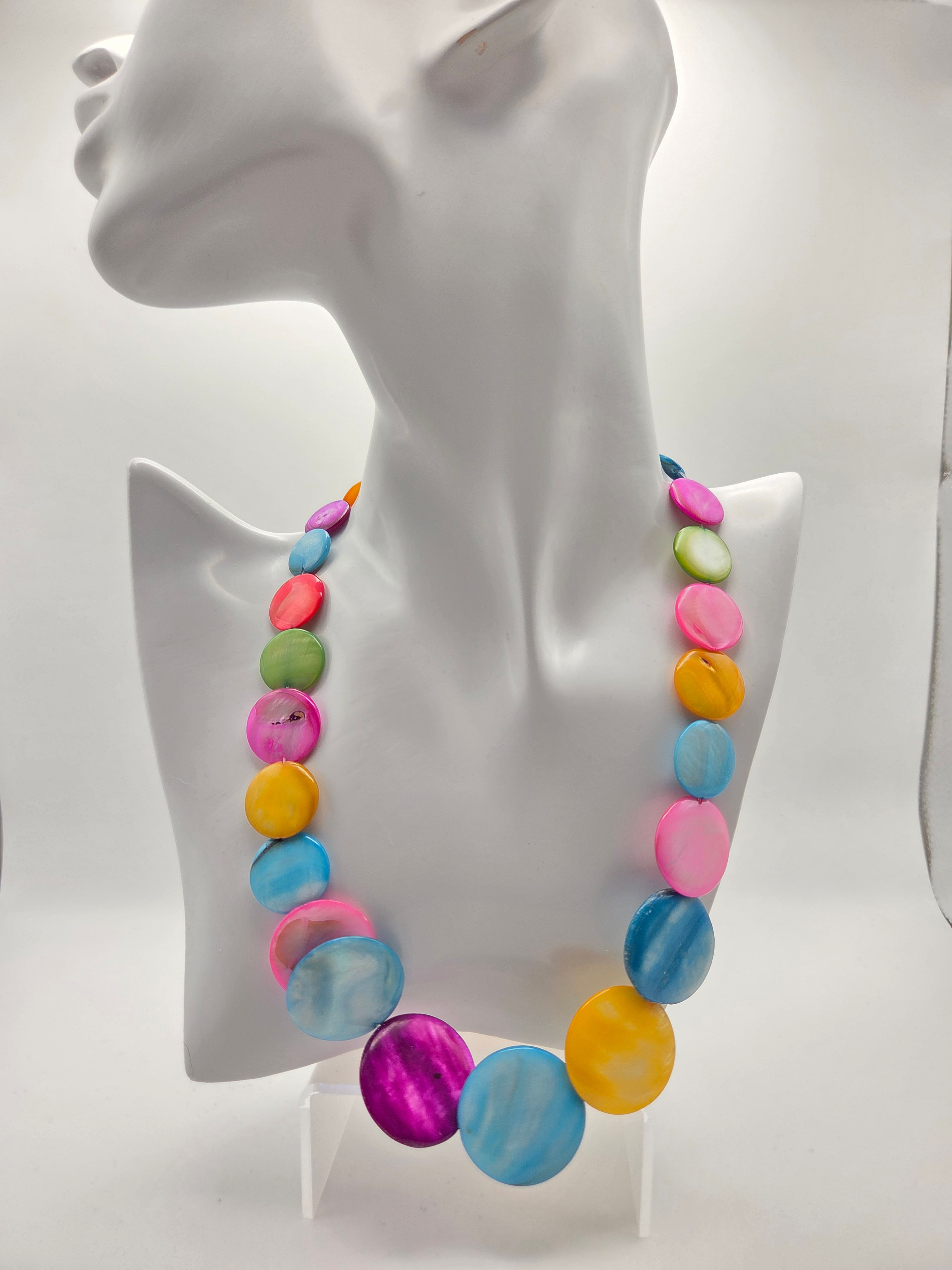 Mixed Color Dyed Shell Necklace