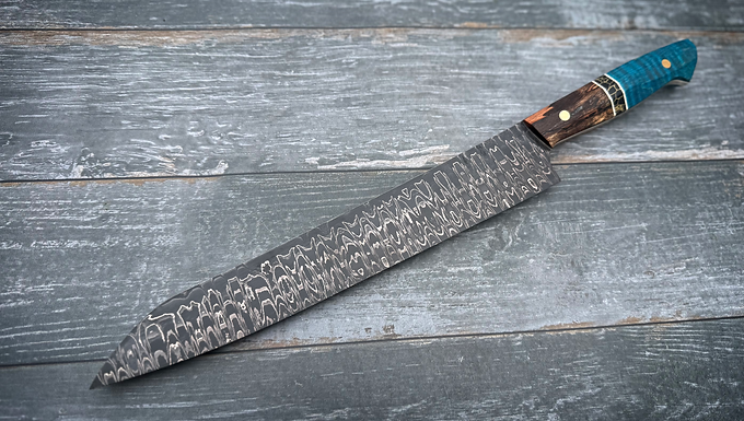 Damascus Carver in Blue Maple Onyx