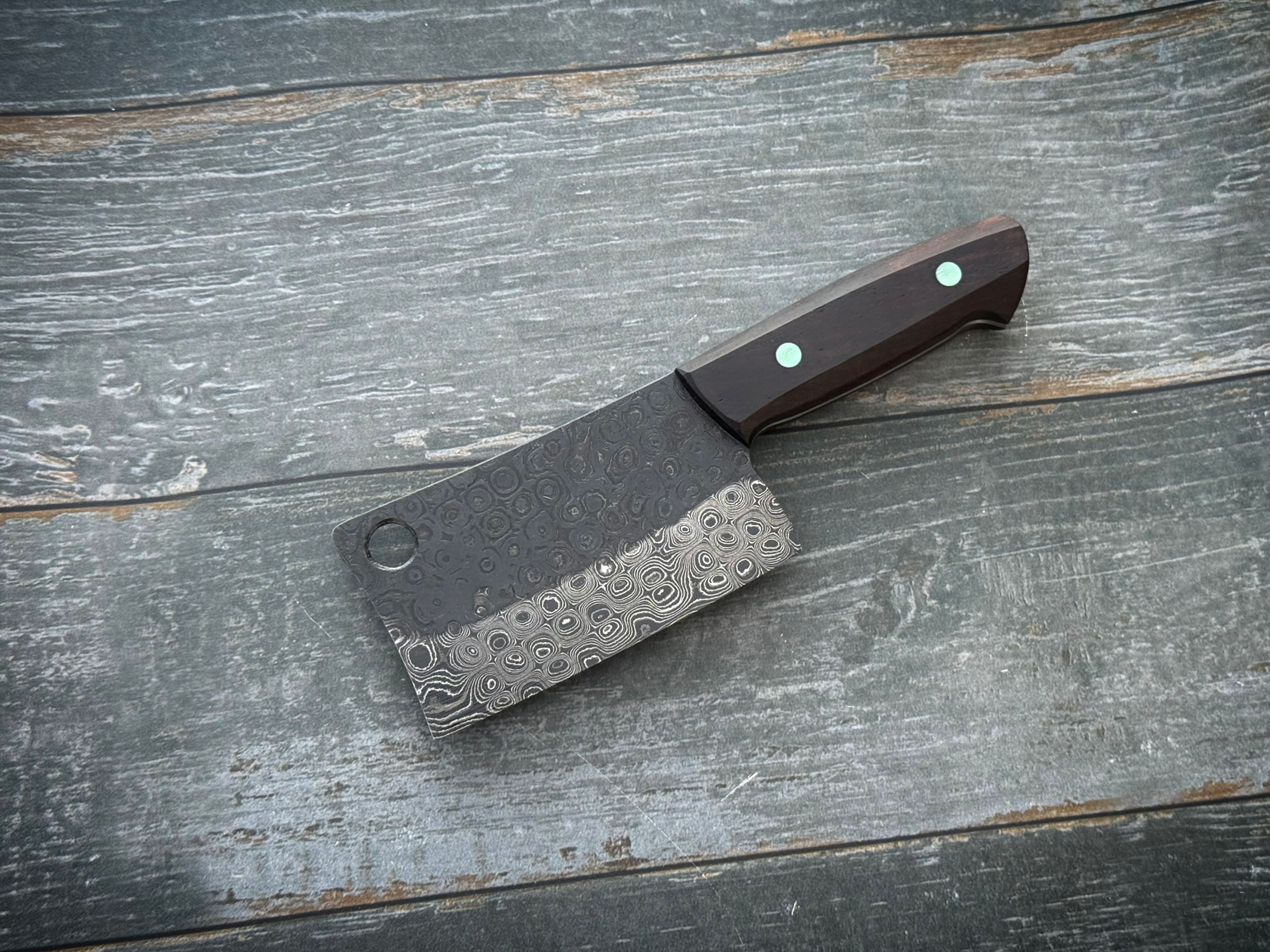 Damascus Charcuterie Cleaver in Rosewood