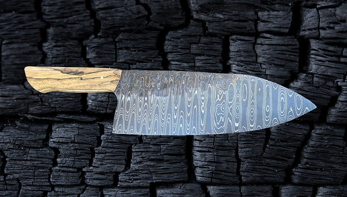 Damascus Santoku in Pecan