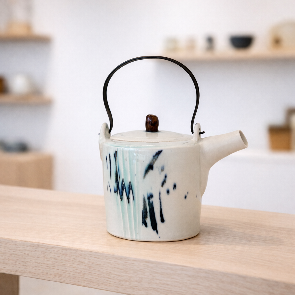 Ceramic Teapot with Iron Handle