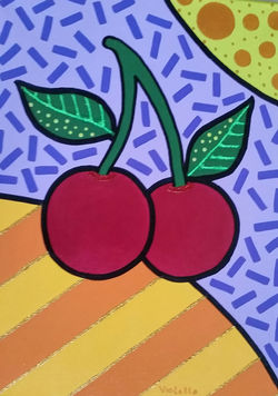 Cherries acrylic mix media 30 x 40 cm