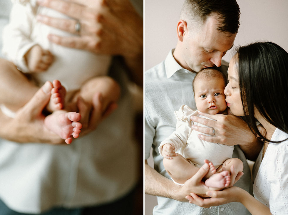 Family portraits at home in Charlottesville with newborn daughter