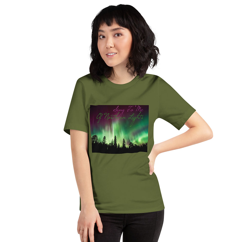 Thumbnail: Sing to me of northern lights Unisex t-shirt