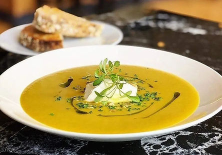 Spicy Pumpkin Soup- Creme Fraiche- Corriander