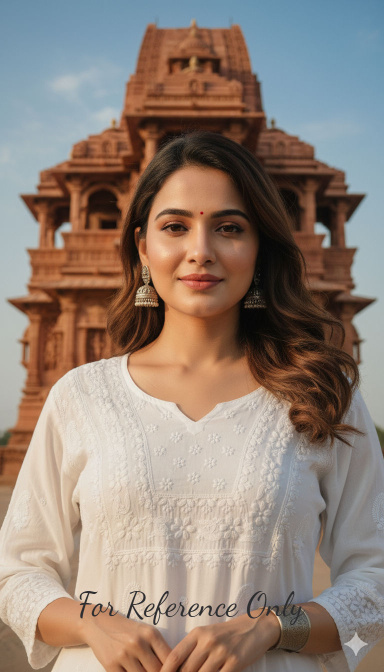 Thumbnail: SCA Premium Chikankari Muslin Kurti-White