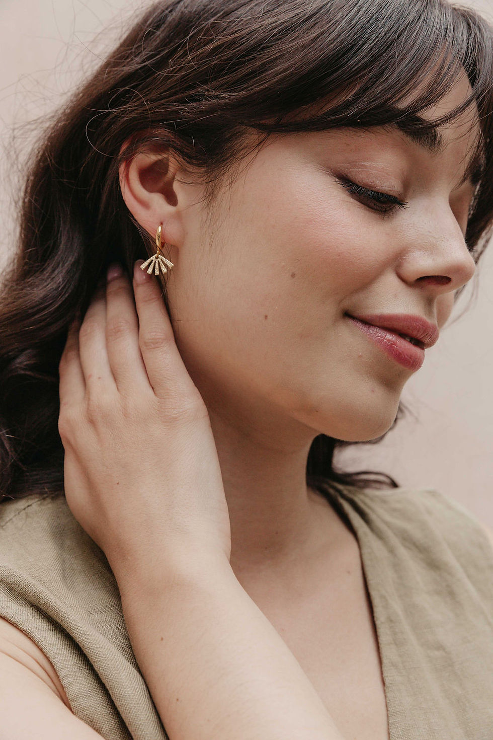 Thumbnail: 24k Gold Plated Mini Sun Huggie Earrings