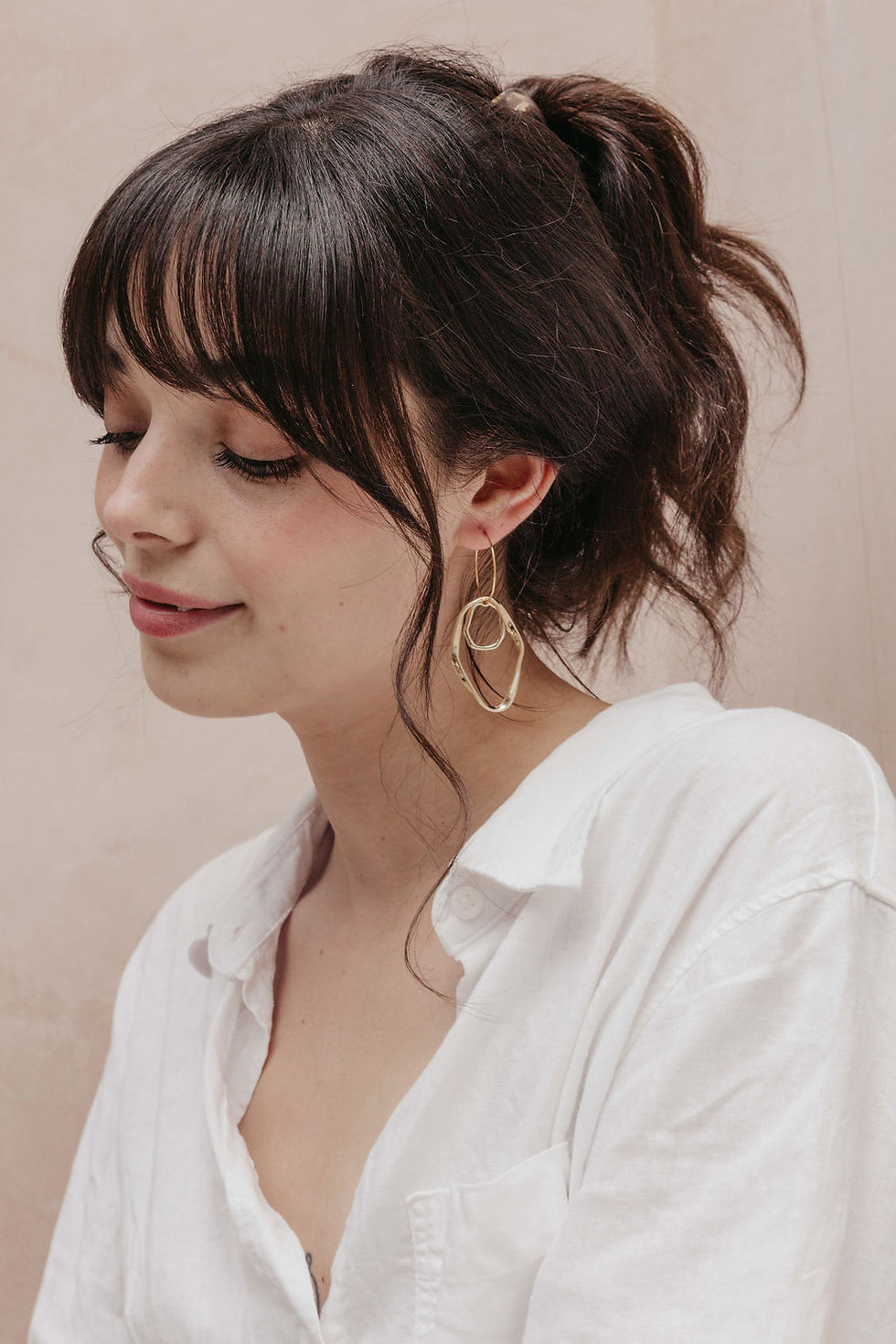 Thumbnail: 24k Gold Plated Double Irregular Hoops