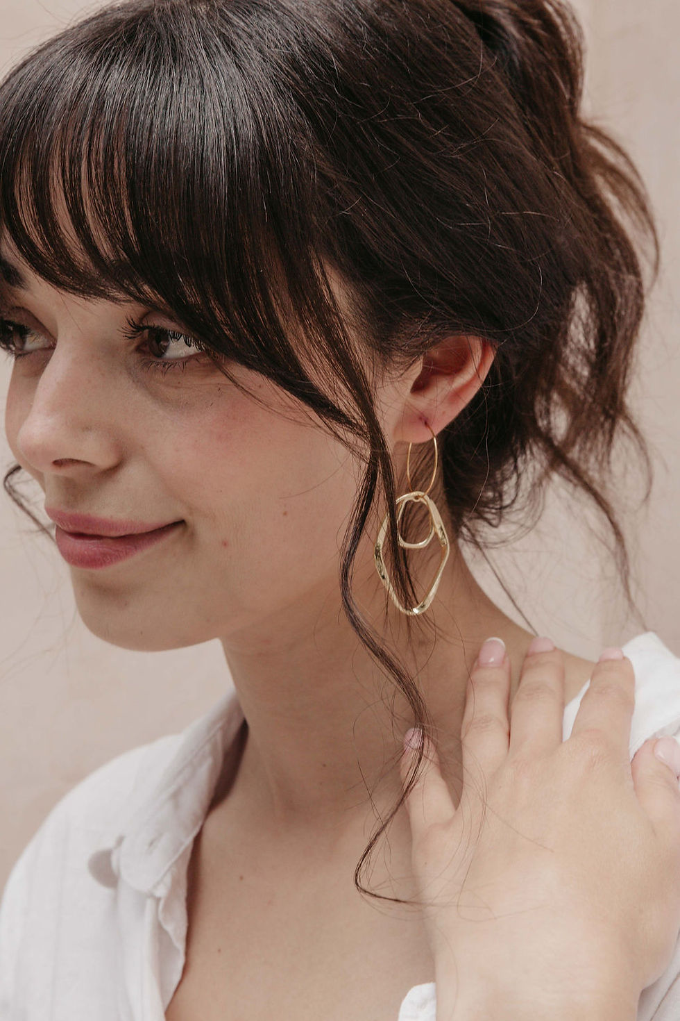 Thumbnail: 24k Gold Plated Double Irregular Hoops