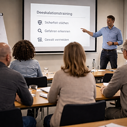 Deeskalationstraining mit Teilnehmenden im Schulungsraum