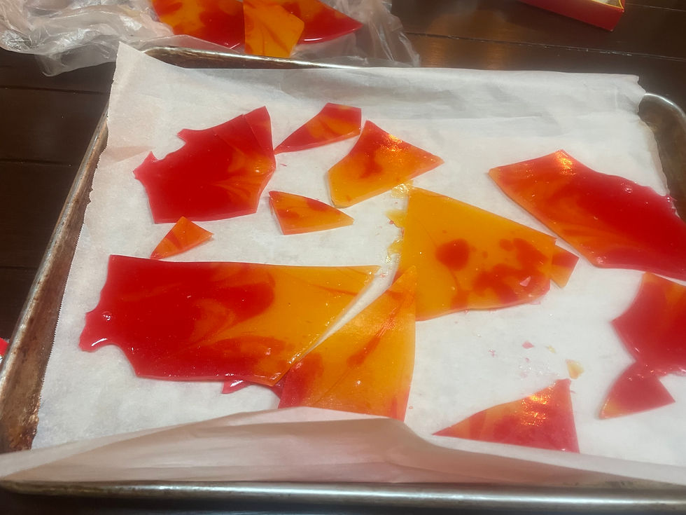 Melted butterscotch and cinnamon candies