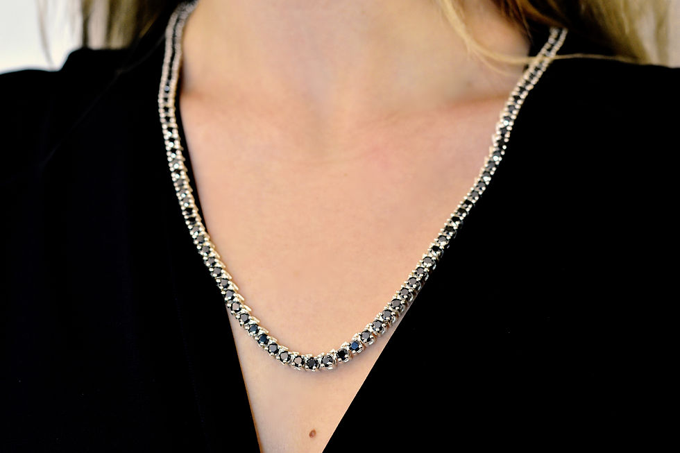 Thumbnail: Moissanite + 999 Silver Tennis Line Necklace, Black or White