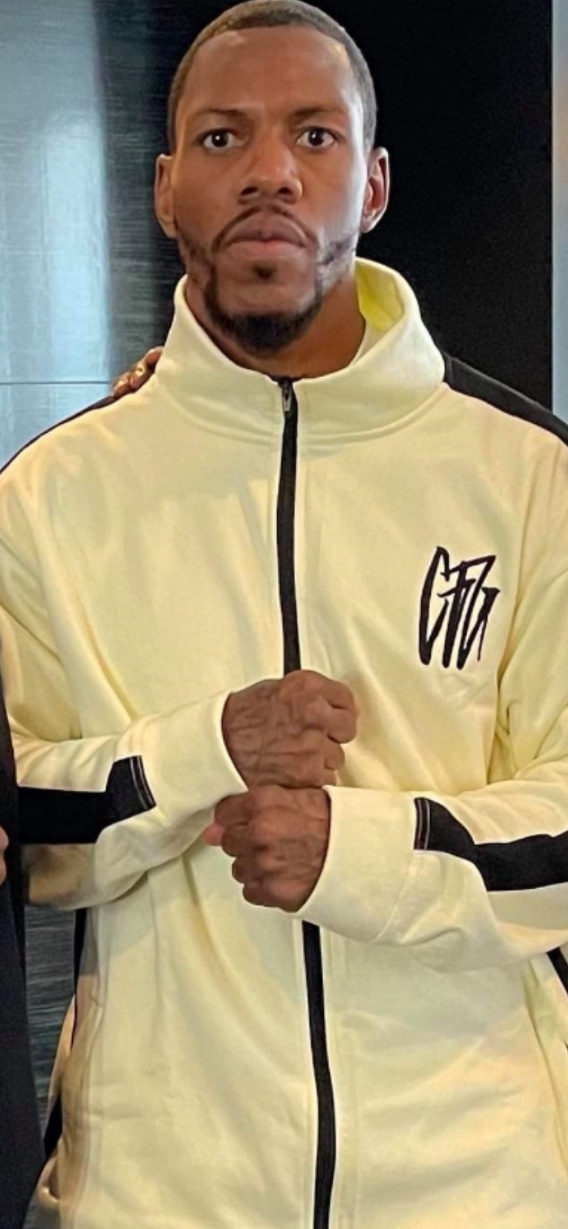 Thumbnail: MJSM0037-Y22 Cream & Black Sportswear 2 Piece Sweatsuit