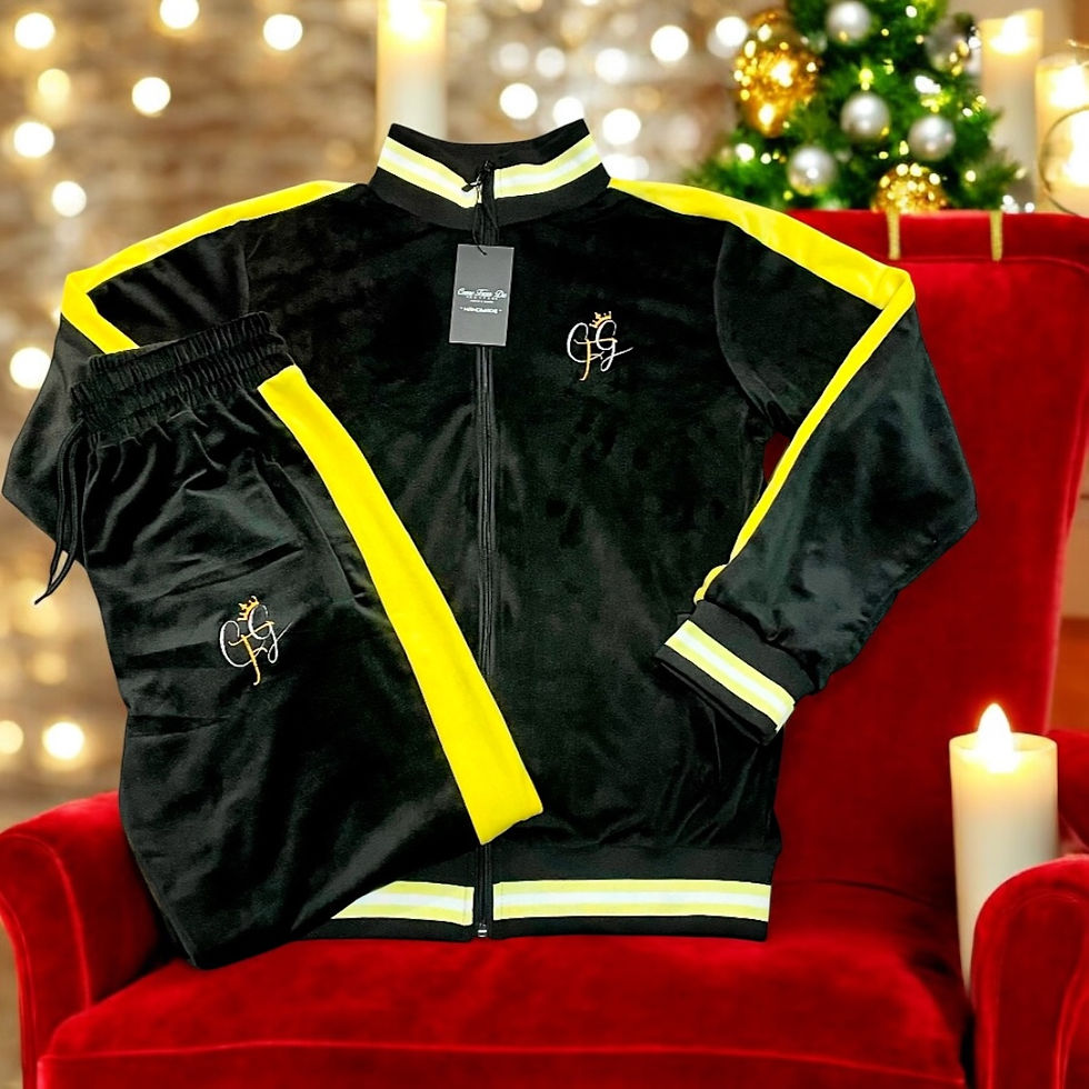 Thumbnail: MJSK0086-Y24 Boys Kid 2 Piece Luxury Black & Gold Velour Sweatsuit 