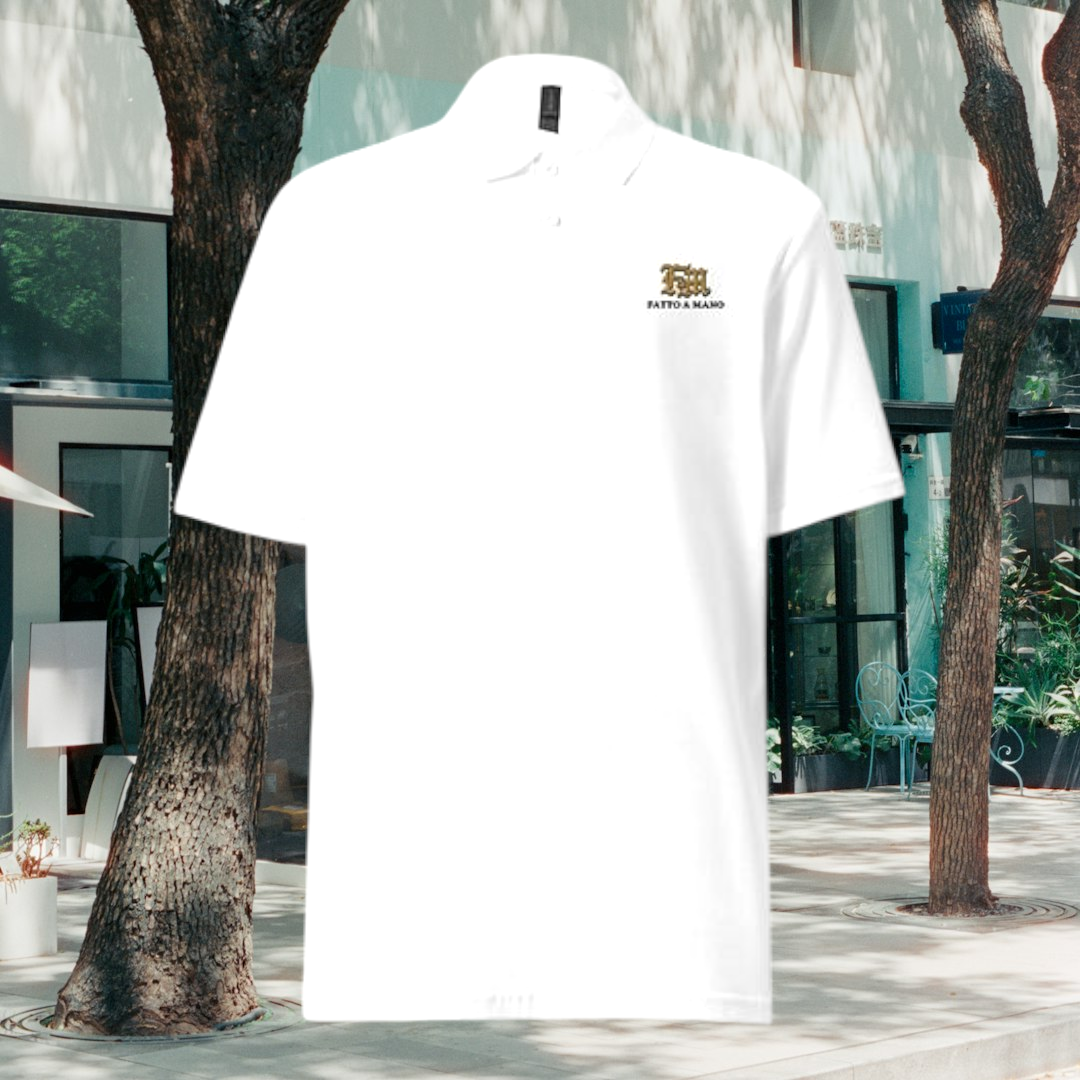 White Unisex pique polo shirt