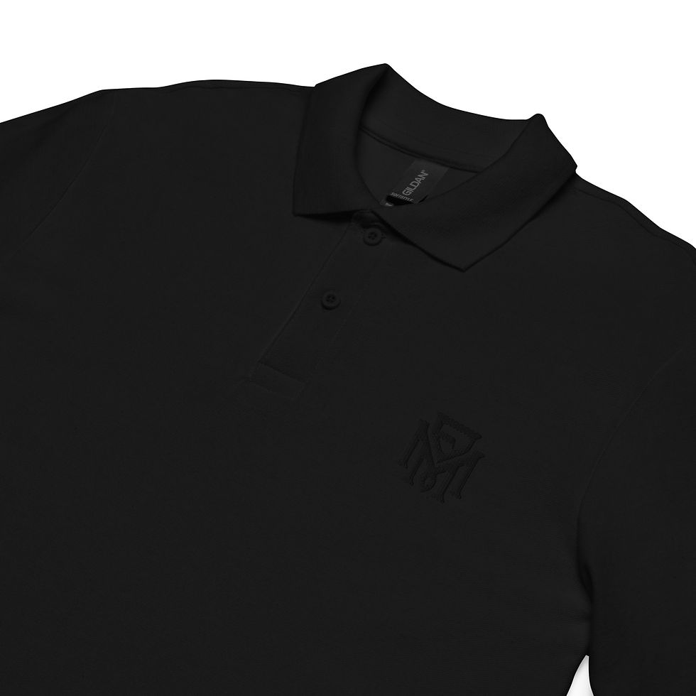 Thumbnail: Unisex pique black polo shirt