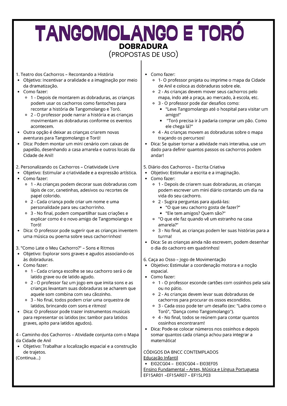 Miniatura: EBOOK de Atividades - Tangomolango e Toró