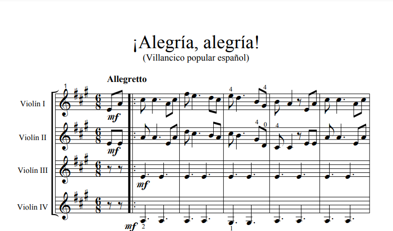 ¡Alegría, Alegría! Villancico Cuarteto de Violines.