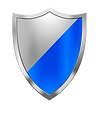 cartoon icon of a shield colours blue an