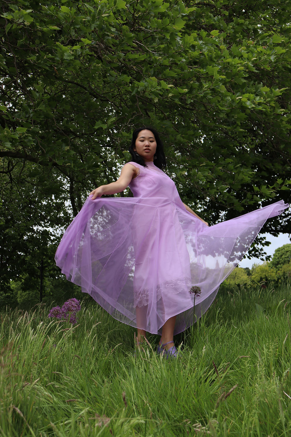 Thumbnail: Blushing Lilac Mesh Overlay Dress
