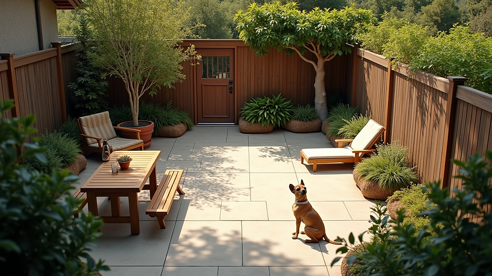 High angle view of a shaded outdoor area for pets