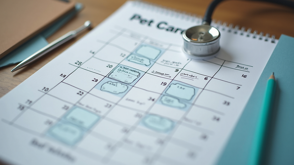 High angle view of a calendar with a scheduled pet care consultation