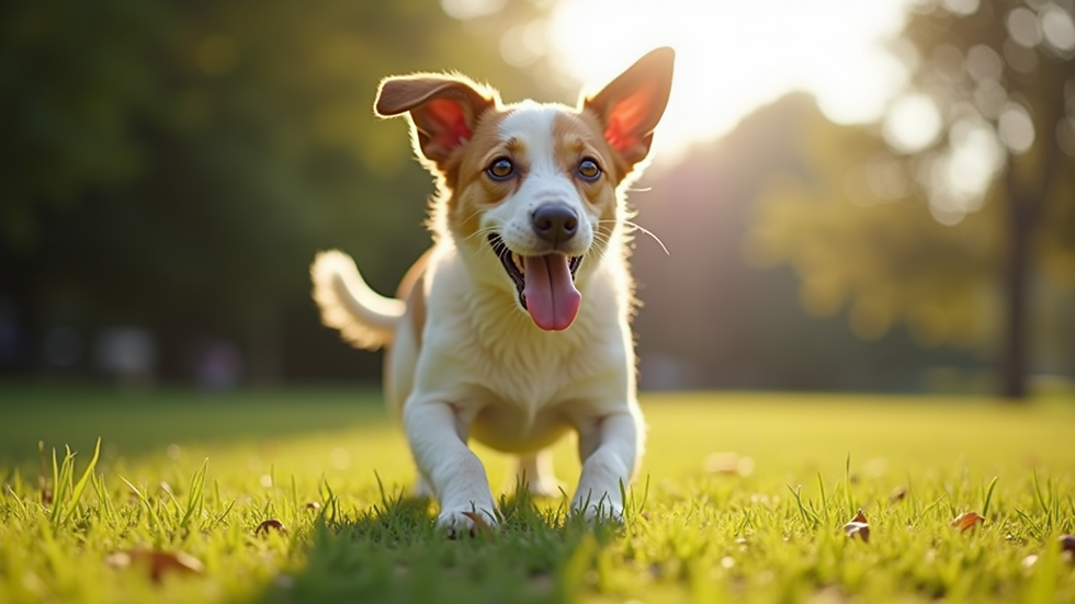 Eye-level view of a pet enjoying a flea-free environment