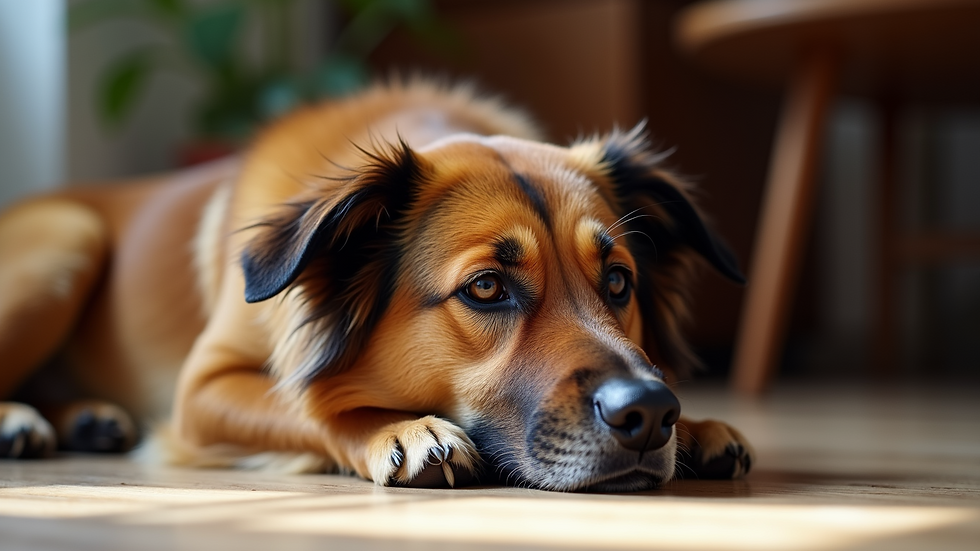 High angle view of a Formosan Mountain Dog resting peacefully in a cozy home environment