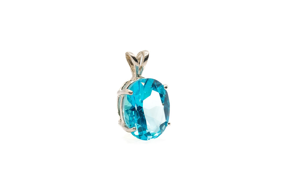 Paraiba tourmaline gemstone birthstone October sterling silver pendant synthetic