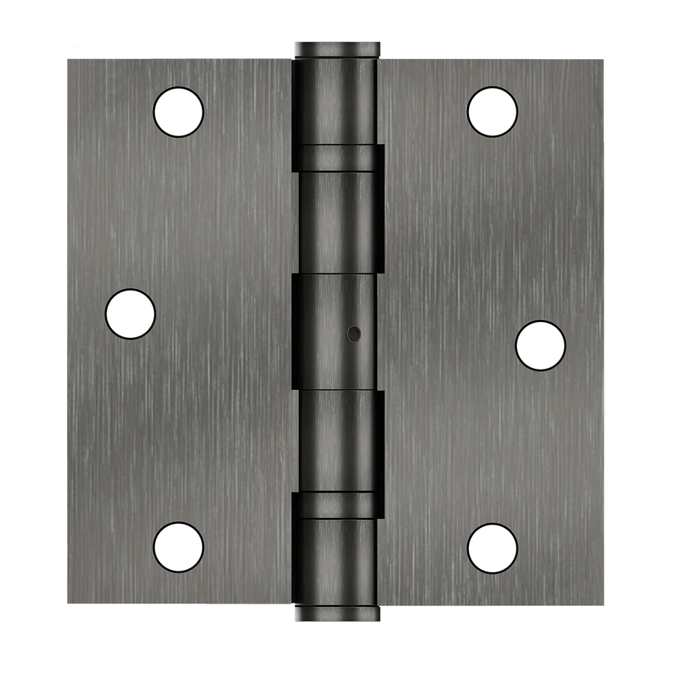 Thumbnail: Close-up of Model SB3503 3.5" x 3.5" solid brass hinge in antique nickel finish with square corners and NRP