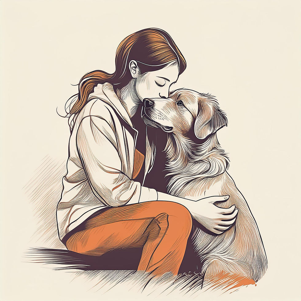 Eine Frau und ein Hund in liebevoller Zuwendung