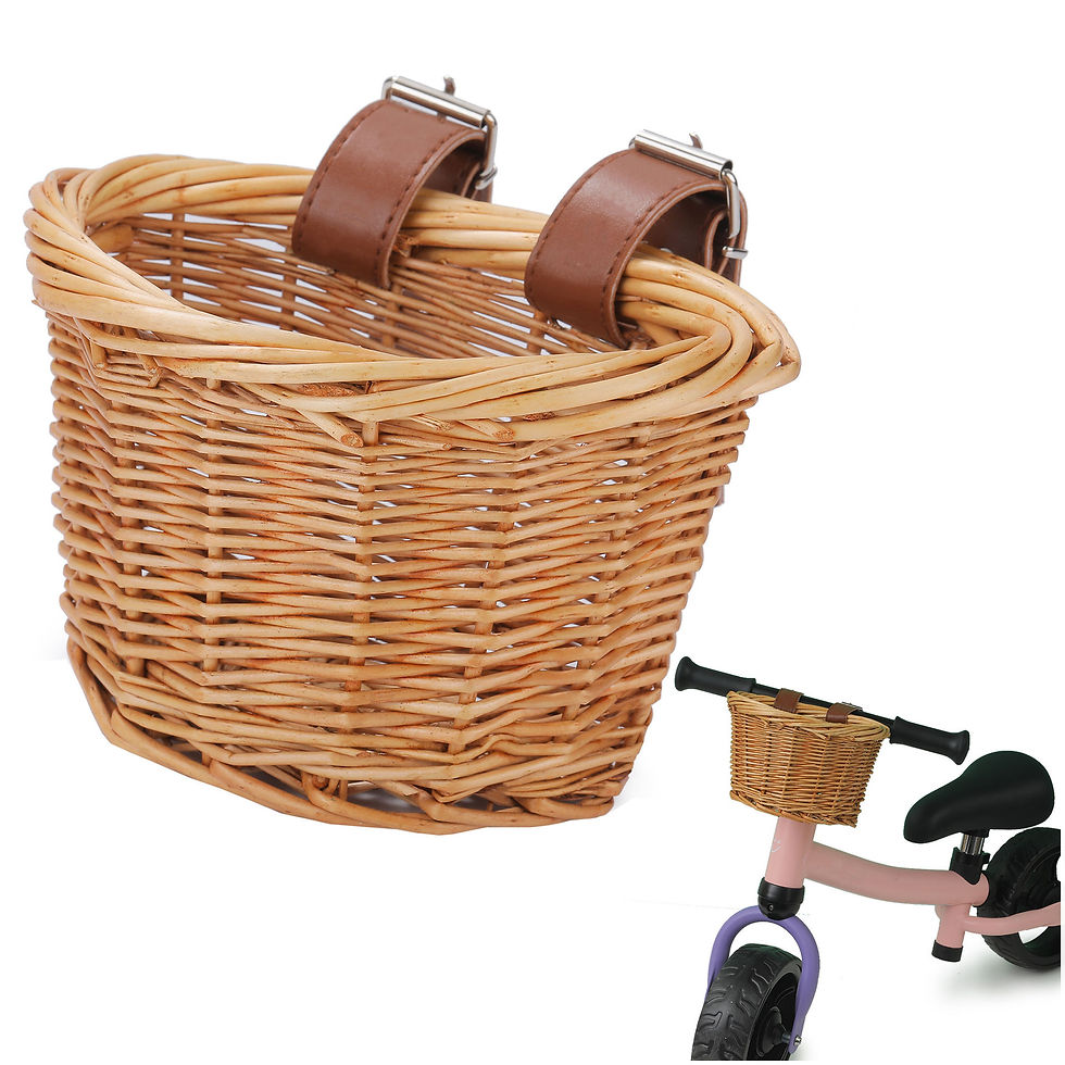 Thumbnail: Kids Bike Basket Bicycle Wicker D-shaped Baskets Child Scooter Front Storage Bas